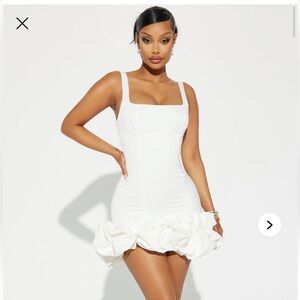 Fashion Nova Tall Sienna Satin Elegant White Ruffle Hem Dress